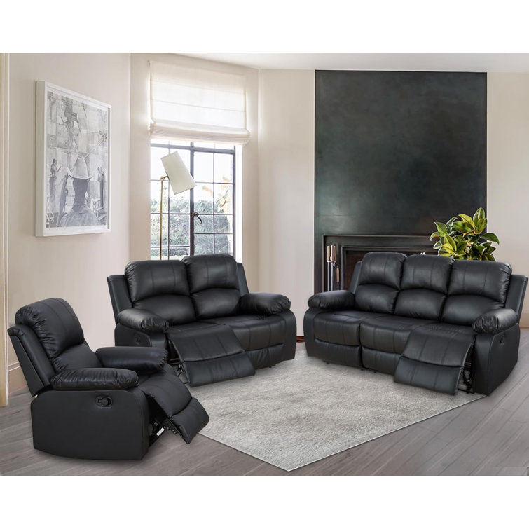 Small leather deals recliner sofa